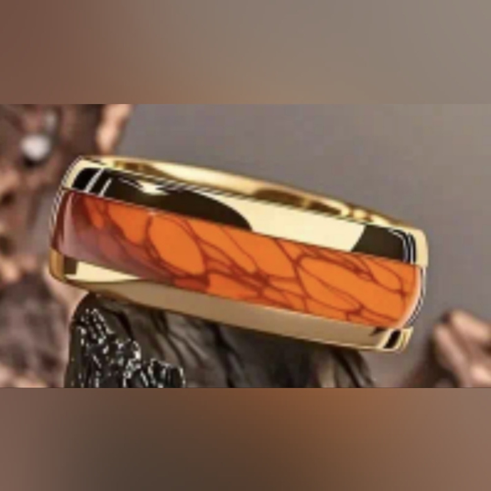 Gold tone Titanium Ring. Designed with a Trendy Modern Look, T2B4I